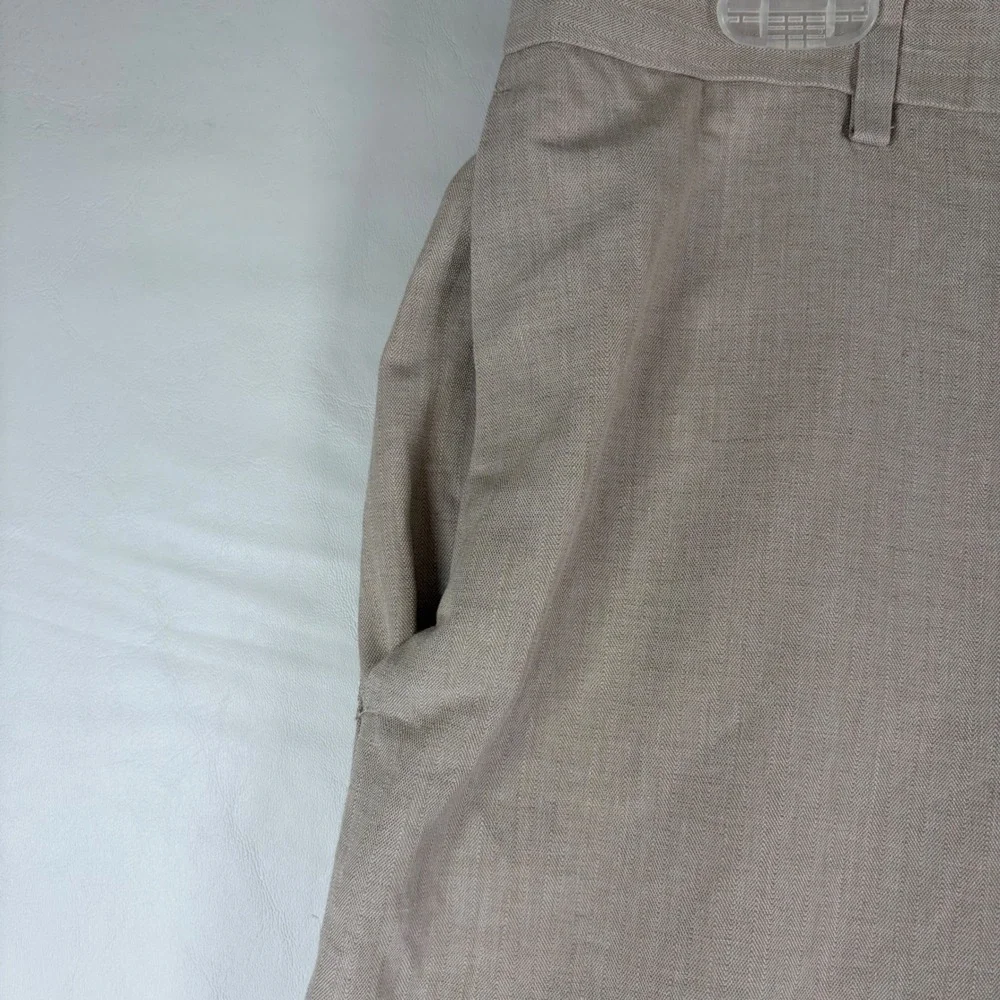 Cubavera Mens 32x34 Khaki Linen Blend Beachcore Flat Front Pants Old Money